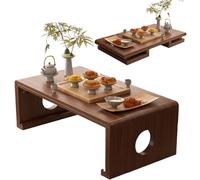 Tavolino pieghevole, tavolo tatami giapponese, scrivania in stile fattoria, tavolo da tè centrale in legno massello, tavolini da tè rettangolari multifunzionali in legno(A,27.56*17.7*11.8IN)