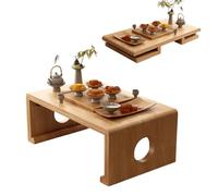 Tavolino pieghevole, tavolo tatami giapponese, scrivania in stile fattoria, tavolo da tè centrale in legno massello, tavolini da tè rettangolari multifunzionali in legno(B,19.6*15.7*9.8IN)