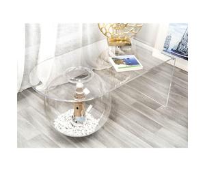 Tavolino, Ponte contenitore. In plexiglass con ripiano , BOOLLA Dimensioni 90x48x h 41 cm, Corpo trasparente bolla trasparente trasparente