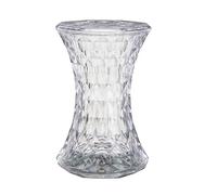 Tavolino portaoggetti a forma di clessidra, tavolino piccolo trasparente, tavolino angolare colorato per soggiorno, camera da letto, sgabello in cristallo (D 12,2 x H 18,5 pollici, trasparente)