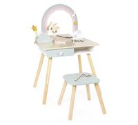 Janod Bambina-Tema Unicorno-Gioco d'imitazione-Tavolino da Toilette con Specchio e Sgabello giocattolo-10 Accessori-Dimensioni 56,6 x 42,5 x 86,25 cm-da 3 Anni, Multicolore, J06464