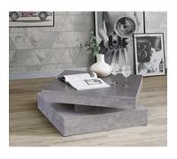 CSTORE - Tavolino Quadrato Girevole - Truciolare - Decoro Cemento Grigio Chiaro - Classico - L 78 X P 78 X H 35,4 Cm - Caff