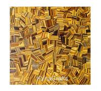 Tavolino quadrato in pietra occhio di tigre con sovrapposizione | 76 x 76 cm Tavolo centrale da ristorante in pietra gialla per aggiungere un look elegante al tuo stile di vita