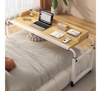 Tavolino regolabile con ruote, per computer portatile, per letto, divano, ufficio, bianco