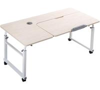 Tavolino regolabile con ruote, scrivania mobile per computer, regolabile in altezza, 120 cm sopra il letto, postazione di lavoro versatile