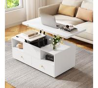 Tavolino regolabile in altezza con funzione pieghevole e 4 cassetti, 100 x 50 x 47,5 cm, un grande e un piccolo tavolo idraulico sollevabile, tavolo mobile da soggiorno con ruote universali, tavolino