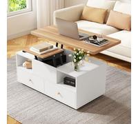 Tavolino regolabile in altezza con funzione pieghevole e 4 cassetti, 50 x 100 cm, un grande e un piccolo tavolo idraulico sollevabile, tavolo mobile da soggiorno con ruote universali