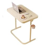 Tavolino Regolabile In Altezza, Scscrivania Con Ruoterivania Da Letto, Con Portabicchieri, Tavolini A Forma Di C, Pannello Reversibile 0-180°, Per Soggiorno Camera(Beige)