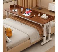 Tavolino Regolabile in Altezza, tavolino mobile sopra il letto con deflettori, Comodino con ruote bloccabili, tavolino da allattamento incrociato Tavolo da computer(Brown,100cm/39.3")