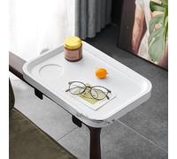 Tavolino regolabile per bracciolo del divano, in legno, per piccoli spazi, 25,4 x 38,1 cm, tavolino per mangiare e bere, finitura bianca, perfetto per il soggiorno