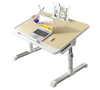 Tavolino regolabile per computer portatile, con cassetto portaoggetti, libreria e porta USB, tavolo pieghevole per letto, divano, ideale per mangiare, leggere, lavorare, 60 x 40 cm