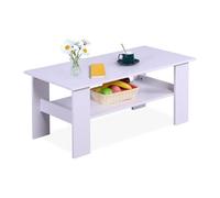 Tavolino Relaxdays, HLP: 53,5x100x50 cm, tavolino da Soggiorno con ripiano Inferiore, tavolino Moderno, Bianco