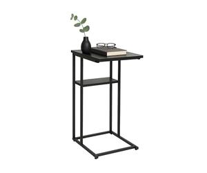 Tavolino Relaxdays, Ripiani Grande e Piccolo, A x L x P 60 x 40 x 30 cm, per Divano e Letto, Metallo e MDF, Nero