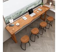 Tavolino rettangolare in stile industriale;Tavolo da bar in legno massello in stile industriale con lato in tronchi;tavolo da bar lungo in stile rustico(180*45*105cm/78.9*17.7*41.3in)