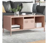 Tavolino Rosa 101,5x50x43,5 cm in Acciaio Laminato a Freddo | Acciaio laminato a freddo, 2 scomparti e 1 cassetto, piedini regolabili, stile industriale, facile pulizia