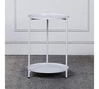 Tavolino rotondo bianco - Piccolo tavolino antiruggine per snack, versatile tavolino da caffè e vassoio per uso interno ed esterno, perfetto per bevande e snack