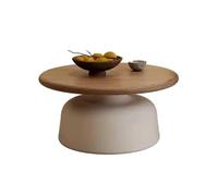 Tavolino rotondo color crema moderno in legno con gambe in metallo, semplice tavolino d'accento per appartamento, soggiorno, camera da letto, balcone, elegante decorazione per la casa