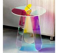 Tavolino Rotondo colorato in Acrilico, tavolino Rotondo in Acrilico colorato, Che riflette Un Diverso Impatto visivo di Colore da Diverse angolazioni. (Size : 60 * 60cm)