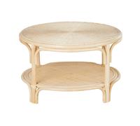 Tavolino rotondo con 2 ripiani in rattan Ø 71 cm