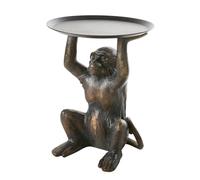 Tavolino rotondo con base a forma di scimmia marrone