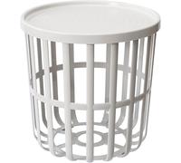 Tavolino Rotondo con Cestino Portaoggetti Color Bianco