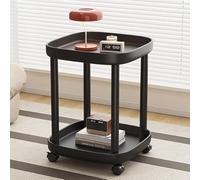 Tavolino rotondo con ruote bloccabili, versatile comodino in plastica per soggiorno, camera da letto, balcone, terrazza, elegante tavolino nero