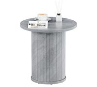 Tavolino rotondo da 40,1 cm, moderno, scanalato, con contenitore, comodino in legno per soggiorno, ufficio, camera da letto, balcone, rovere