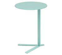 Tavolino rotondo da bar con piano in ferro con base a V, ideale per bistrot o divano, piano 47 cm con altezza regolabile