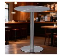 Tavolino rotondo da bar, moderno, con piano in acciaio inox e base stabile, per bar, cocktail, sala da pranzo commerciale, negozio di dessert per interni/esterni (40 x 74 cm)