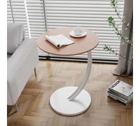 Tavolino, Rotondo da Incasso, Comodino, Divano, Tavolino, Tavolino da caffè, a Forma di C, Multifunzionale, Tavolo da Pranzo, Assemblaggio, Leggero, Compatto, Salvaspazio, Colore Legno + Ripiano