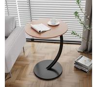 Tavolino, Rotondo da Incasso, Comodino, Divano, Tavolino, Tavolino da caffè, a Forma di C, Multifunzionale, Tavolo da Pranzo, Assemblaggio, Leggero, Compatto, Salvaspazio, Colore Legno + Cornice Nera