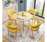 Tavolino rotondo giallo per soggiorno, reception, negoziazione e negozio di tè, mobili eleganti per casa e ufficio, soluzione versatile per spazi per sedute e riunioni