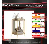 Homcom Tavolino rotondo a 2 livelli Tavolino moderno con ripiano portaoggetti e struttura in acciaio per soggiorno camera da letto Ø41X49 cm Naturale