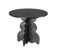 Tavolino rotondo in Cristallo Acrilico con base Onde e Riccioli basso BARRICCO 51x51xh45 cm in metacrilato 100% riciclabile colore Fumè Grigio Satinato grigio