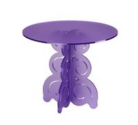Tavolino rotondo in Cristallo Acrilico con base Onde e Riccioli basso BARRICCO 51x51xh45 cm in metacrilato 100% riciclabile colore viola satinato viola