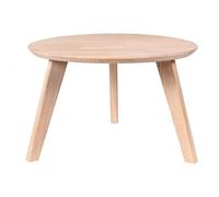 Tavolino Rotondo in Legno 50 x 50 x 35 cm, Gambe Legno, Bianco, compatto
