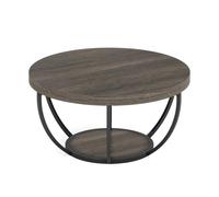 Tavolino rotondo in legno a 2 livelli con ripiano portaoggetti, moderno tavolo centrale per piccoli spazi, facile da montare, elegante accento per soggiorno, arredamento versatile per la casa