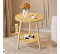 Tavolino rotondo in legno bianco con 2 ripiani in MDF, struttura robusta per piccoli spazi, diametro 50 cm, design moderno e minimalista, facile da montare, versatile