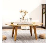 Tavolino rotondo in legno, design scandinavo, con 4 gambe, in bambù naturale, per tatami giapponesi o sedute basse