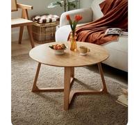 Tavolino rotondo in legno massiccio con base in legno di arco, moderno tavolo circolare centrale per piccoli spazi, soggiorno e ufficio, elegante tavolino