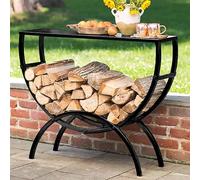 Tavolino rotondo in metallo, 100/120 cm di lunghezza, per riporre legna da ardere, per interni ed esterni, ad esempio in veranda, in cortile o in giardino (colore: L 100 cm X H 82 cm), 85298