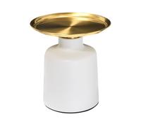 Tavolino rotondo in metallo bianco e oro stile glamour Dove