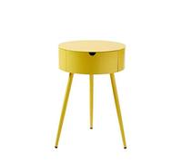 Tavolino rotondo in metallo con punta in acciaio snack, spazio di archiviazione dei cassetti, bistrot esterno resistente alle intemperie, 3 colori (giallo)