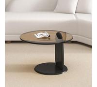 Tavolino rotondo in vetro per soggiorno, tavolino in vetro temperato, design minimalista di lusso, perfetto per piccoli appartamenti, colore nero, dimensioni 50 cm, decorazione moderna per la casa