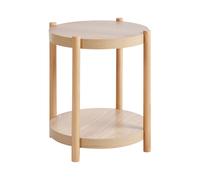 Tavolino Rotondo MDF con scaffale portaoggetti legno chiaro Genola