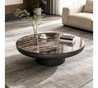 Tavolino rotondo minimalista pietra sintetica, base stabile, pronto all’uso | Elemento design premium, studiato per appartamenti esclusivi e ambienti residenziali compatti raffinati(A,80cm/31.5in)