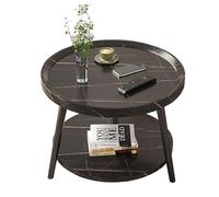Tavolino rotondo moderno per divano, tavolino da caffè a doppio strato, tavolo da balcone, comodino per soggiorno, tavolo da tè per hotel (60 cm, colore C)