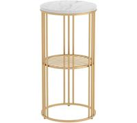 Tavolino rotondo, moderno tavolino da caffè in marmo, tavolino compatto per piante, espositore per balcone, negozio di fiori, hotel, N (dimensioni: 30 x 30 x 60 cm, colore: oro)