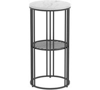 Tavolino rotondo, moderno tavolino da caffè in marmo, tavolino compatto per piante, espositore per balcone, negozio di fiori, hotel, N (dimensioni: 30 x 30 x 60 cm, colore: nero)