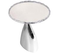 Tavolino rotondo moderno, tavolino in metallo per piccoli spazi, soggiorno, camera da letto, balcone, facile da montare, 38,1 x 45,7 cm, piuma d'argento
